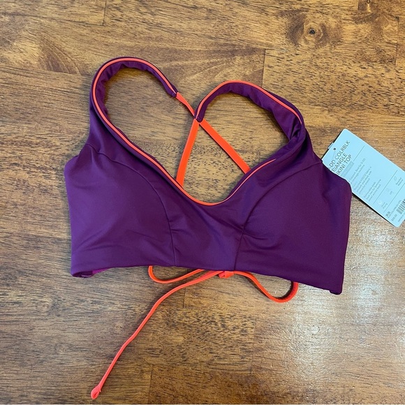 NWT Athleta purple orange D-DD Colorblock triangle bikini top size XS - Picture 1 of 7